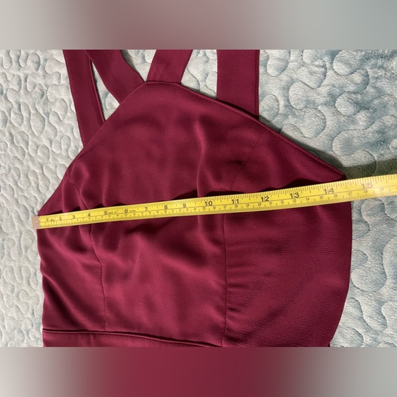 Lulu’s Formal Dress Bridesmaid Prom Sz S Cranberry Lined Sleeveless Wide Straps - Picture 6 of 10